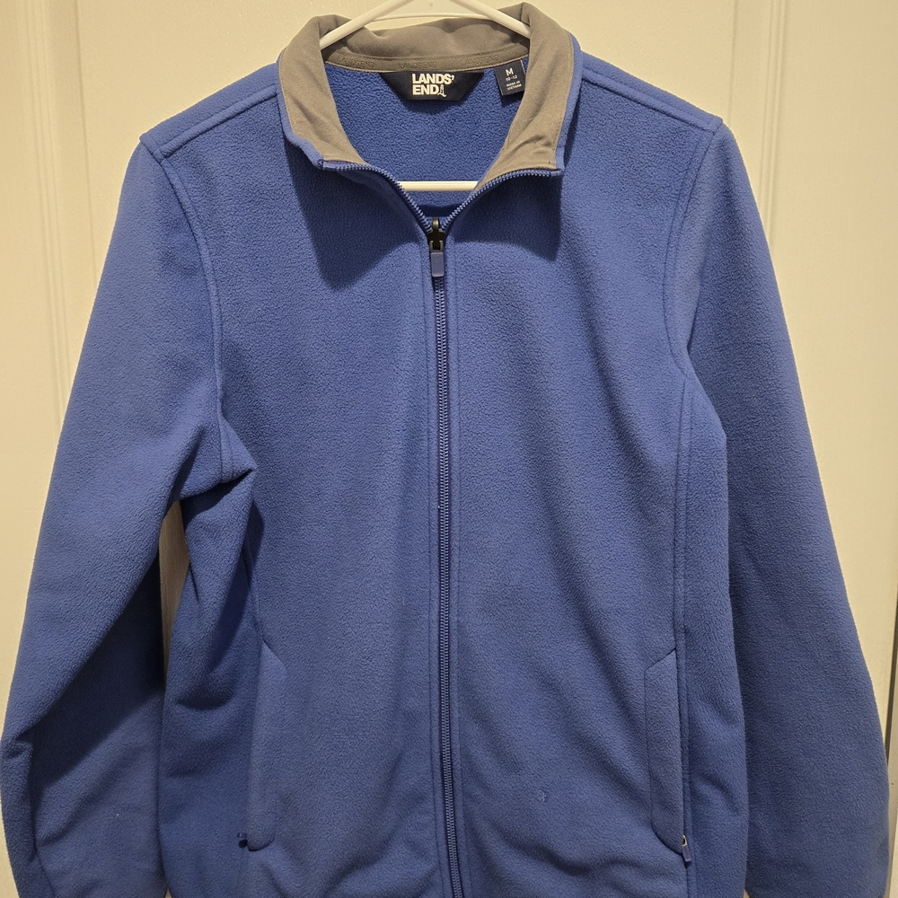 Lands End Blue Fleece Jacket Womens Medium